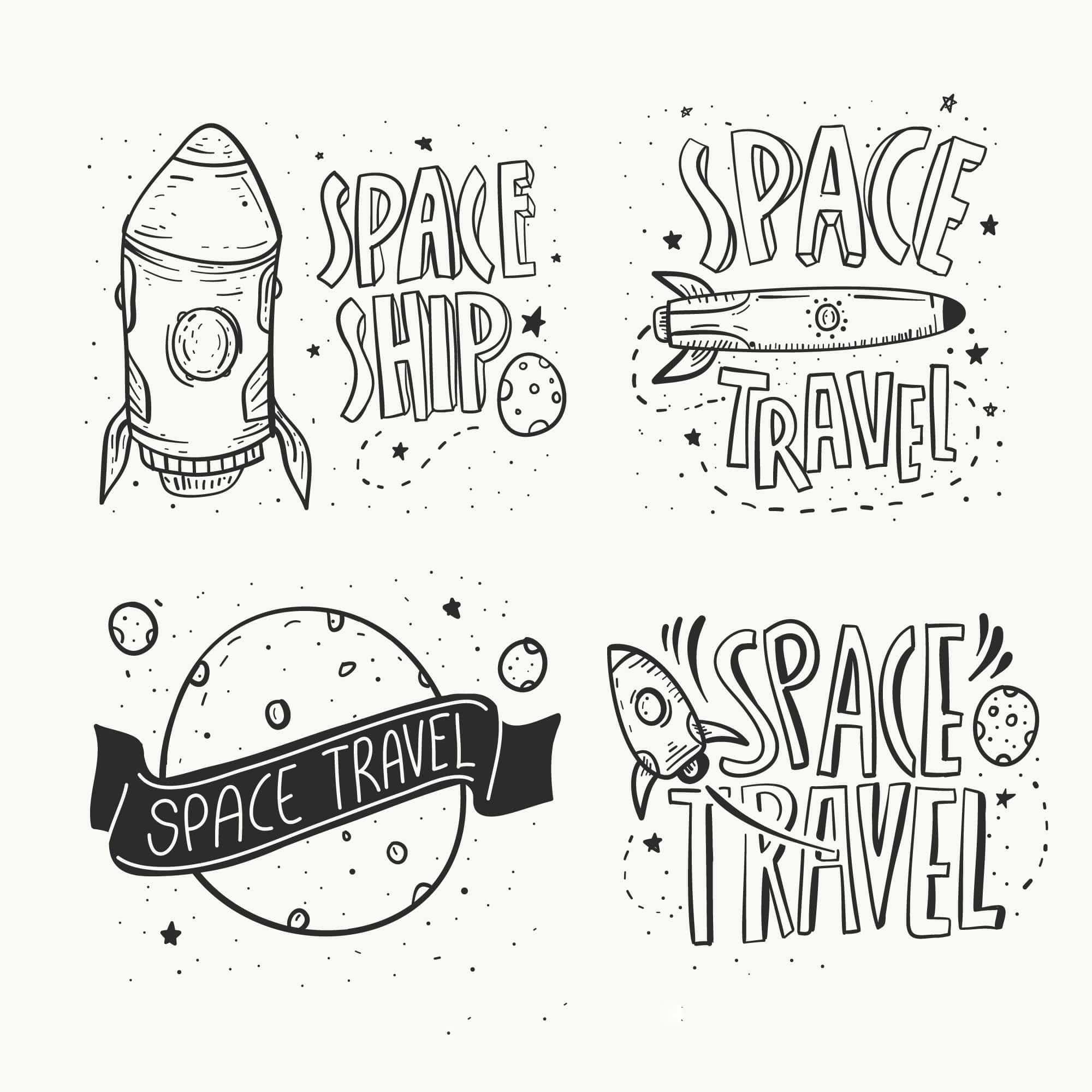 Hand Drawn Space Badge Collection