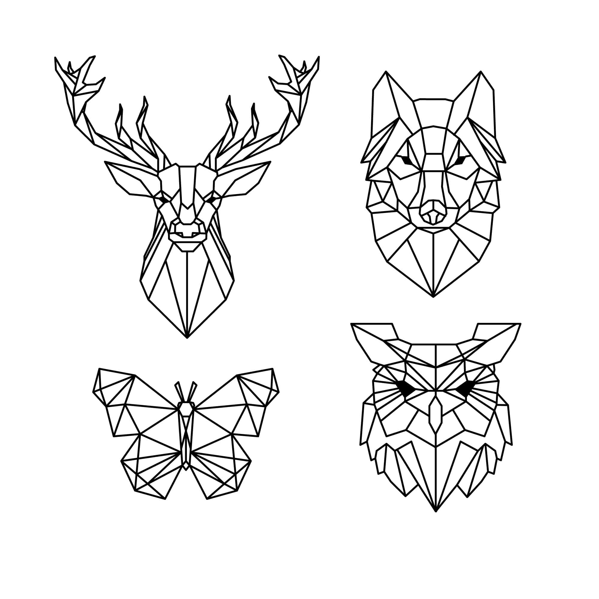 Pack Of Polygonal Animal Tattoos